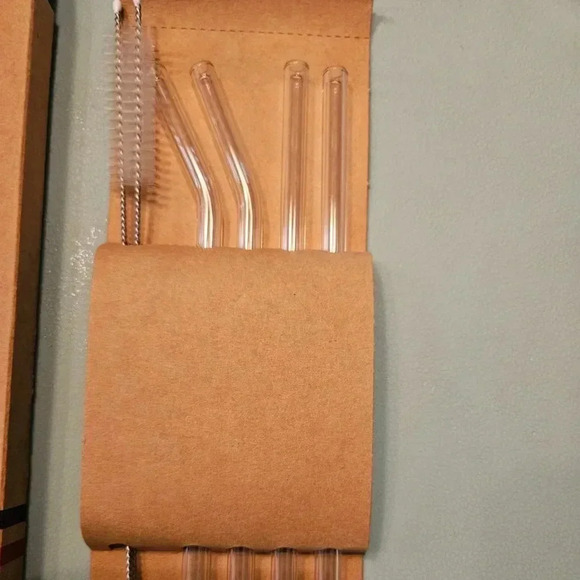 4-Pack Reusable Drinking Glass Straw  2 Straight, 2 Bent, 2 Brushes - NWOT - Picture 10 of 12